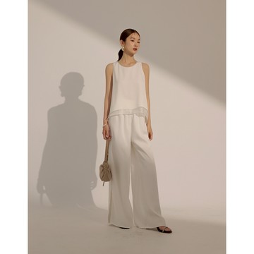 CHIC A SPACE 極簡透紗層次感背心(白/藍) 女裝 現貨 氣質 高級感