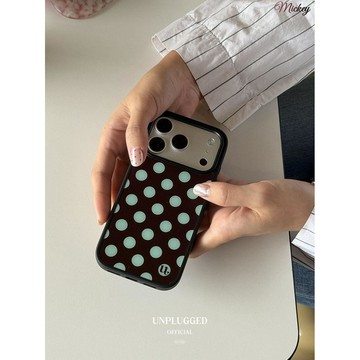 薄荷巧克力波點適用iPhone17Promax手機殼蘋果16/15黑框14/13潮11