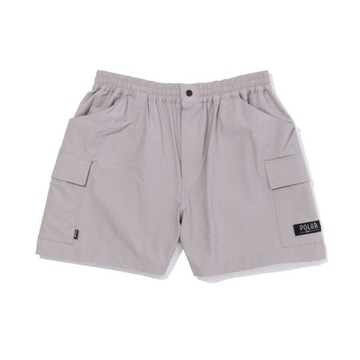 【夏季風格穿搭大賞必備單品限時優惠】日本限定- 戶外工裝風彈性短褲 /  彈性快乾機能褲/淺灰 尺寸M
