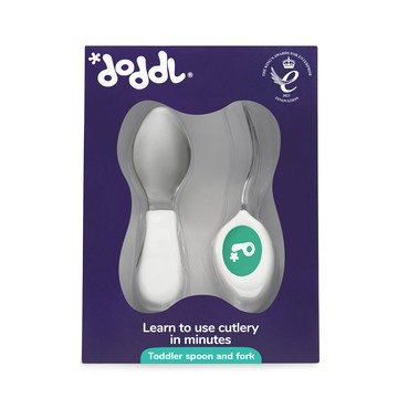 英國 doddl - 秒拾餐具 - 人體工學兒童學習餐具2件組-湖水綠