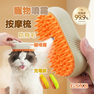 【GSXB 12H出貨】寵物噴霧梳 寵物梳 按摩梳 貓毛梳 梳毛器 寵物清潔 浮毛梳 寵物按摩梳 貓狗通用 USB充電