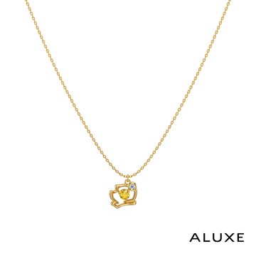 【ALUXE 亞立詩】迪士尼 10K金 Winne維尼 黃水晶 寶石 鑽石 項鍊 小熊維尼