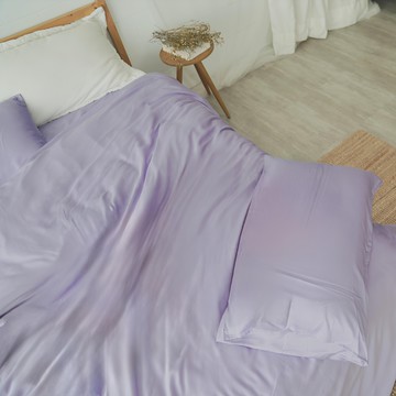 BUHO 布歐 素面文青300織100%TENCELTM純天絲TM雙人被套 - 藤花紫  被子 + 枕套組  被套180 x 210cm 枕套 x 2 (45 x 75cm)