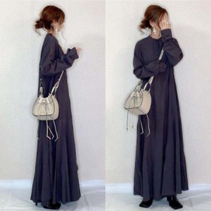 ワンピース レディース マキシ丈ワンピース 黒 ロングワンピース 秋 40代 50代 シャツワンピース 長袖 代 30代 通販 Lineポイント最大1 0 Get Lineショッピング