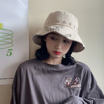 韓版漁夫帽子女春夏出游遮陽太陽帽子字母刺繡防曬盆帽【步行者戶外生活館】