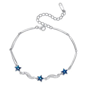 現貨+預購 925純銀手鍊水晶手環-藍色五角繁星清新情人節聖誕節生日禮物女飾品73qh43【獨家進口】【米蘭精品】