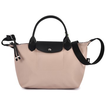 LONGCHAMP Le Pliage Energy 厚尼龍拉鍊繩手提斜背兩用包-小型/粉杏色