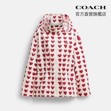 【COACH】愛心圖樣防風夾克 外套-白堊彩(CBE96)｜官方直營
