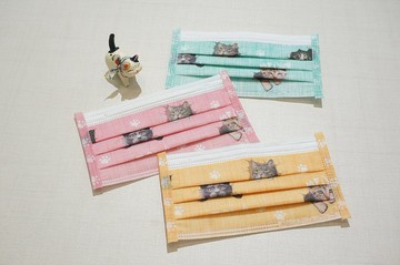 【奕綸台灣製】 成人/兒童平面防護口罩_亞麻貓貓(10入/盒)