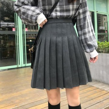 灰色百褶裙女中裙春秋季2022新款高腰顯瘦a字裙傘裙大碼半身裙子