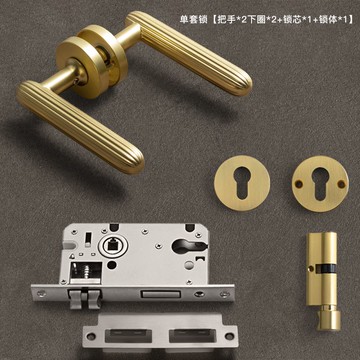 公司貨 開發票 智能門鎖 室內門鎖 家用金色門鎖室內臥室通用型靜音現代簡約實木房門磁吸美式房門鎖 快速出貨