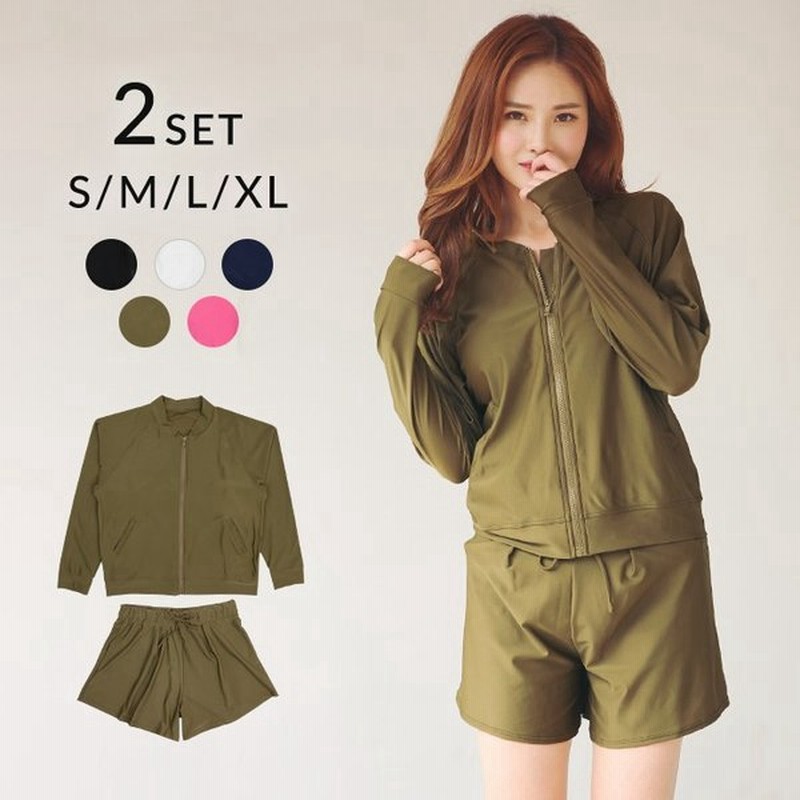 ラッシュガード ショートパンツ 上下セット 長袖 水着の上 に着る 水着素材 そのまま泳げる 体型カバー レディース フードつき ラッシュパーカー 通販 Lineポイント最大0 5 Get Lineショッピング