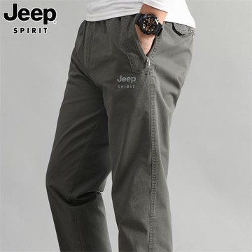 吉普男士休閑褲2025年夏季新款青年工裝運動寬松大碼直筒長褲子男