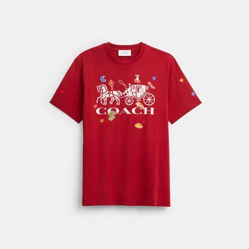 棉質馬車圖案貼紙圖案 T 恤