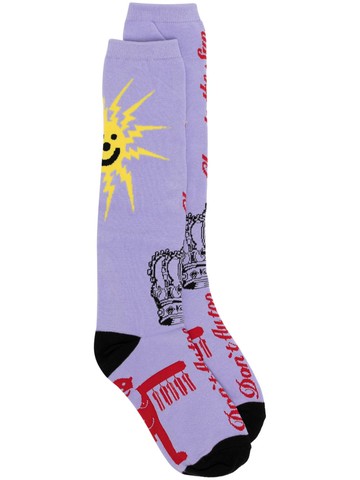 Walter Van Beirendonck - illustration-style print socks - unisex - Cotton/Polyester - S - Purple
