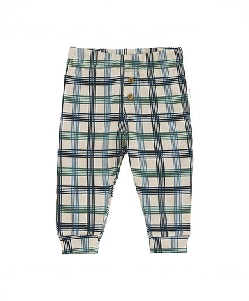 格紋褐色縮口長褲80cm