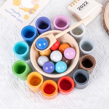 蒙氏早教益智玩具顏色認知分類球和杯子配對教具寶寶雞蛋大號禮品