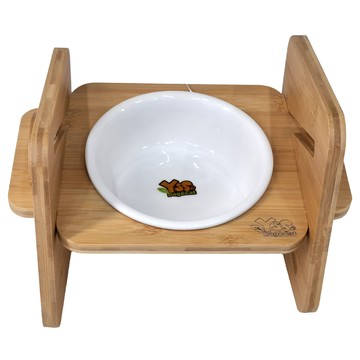 YSS 職人木匠 原木瓷碗 可調式 斜面寵物木架碗  1組