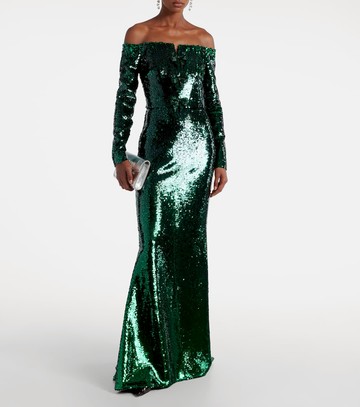 Elie Saab Sequined off-shoulder gown