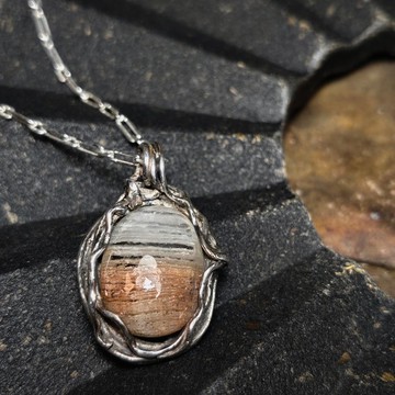 千層白幽靈水晶銀吊墬