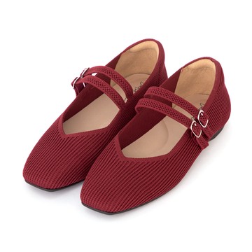 D+AF 【3D零感雲織鞋】雙帶方頭瑪莉珍鞋