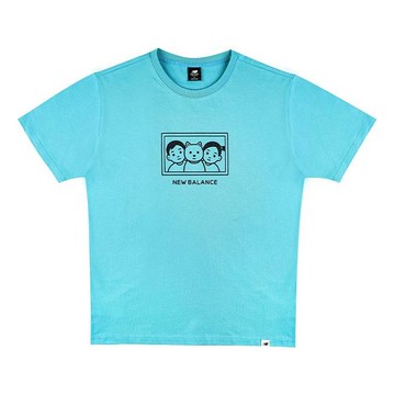 New Balance x Noritake Crossover Funny Cartoon Photo Printing Casual Short Sleeve Lake Blue T-Shirt