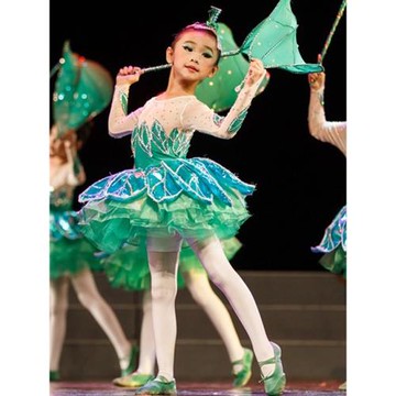 六一兒童小草演出服雨中趣舞蹈女童茉莉花兒朵朵蓬蓬紗裙表演服裝