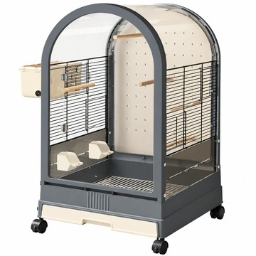 籠具/外出籠 【設彩】鳥籠鸚鵡籠子 45*45*85cm 專用新型防濺鳥籠  穹頂防濺鳥別墅（洗澡盆 自動餵食器）