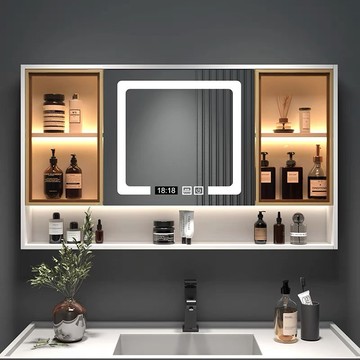 衛浴鏡箱 太空鋁浴室鏡櫃 掛牆式鏡麵櫃 衛生間壁掛收納櫃 廁所置物櫃 衛浴化妝鏡 鏡麵櫃 浴櫃 鏡櫃 浴室浴室實木智能鏡柜單獨掛墻式儲物鏡網紅防霧梳妝鏡置物柜化妝鏡柜特惠