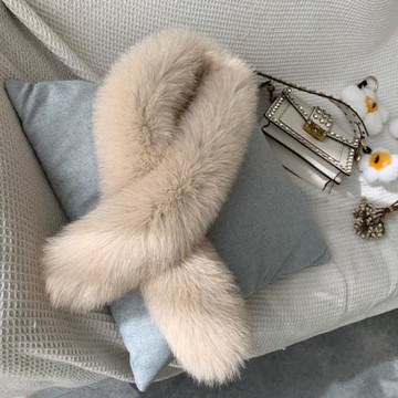 95cm雙面狐貍毛圍巾圓柱形真毛交叉皮草毛毛圍脖毛領子女冬季韓版