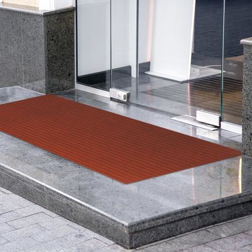 【寢室安居】150*90 cm 條紋刮泥地墊-棗泥紅