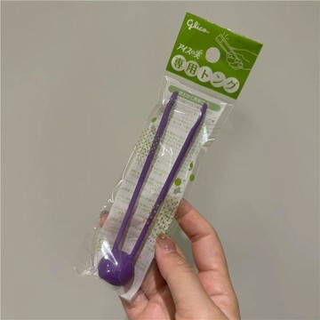 💫臺灣直出💫出口島國廚房紫色塑料食物夾家用麪包水果薯片零食夾小夾子