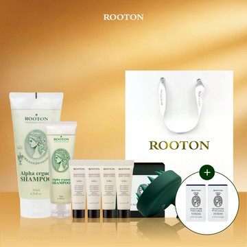 快速出貨【ROOTON】寵愛自己！甦活植萃洗髮精200ml+甦活植萃洗髮精70ml+頭皮按摩梳+沐浴膠10ml x2+身體乳10ml x2+海藻洗髮精5ml x2+喚活體驗盒+燙金禮袋