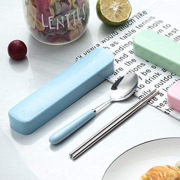 網紅陶瓷合金不銹鋼韓版兒童家用小學生餐具盒勺子筷子套裝便攜式