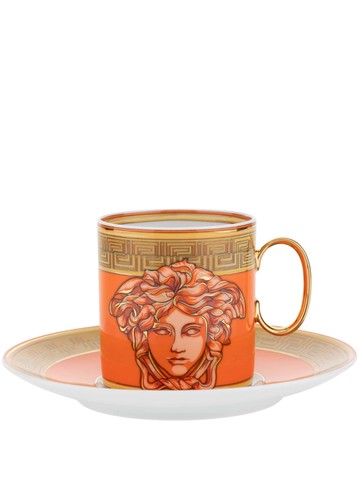 Versace - Medusa Amplified espresso cup and saucer - unisex - Porcelain - One Size - Orange