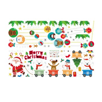 小麥購物 聖誕玻璃貼 L604  90 x 60cm  聖誕好友搭乘小火車款