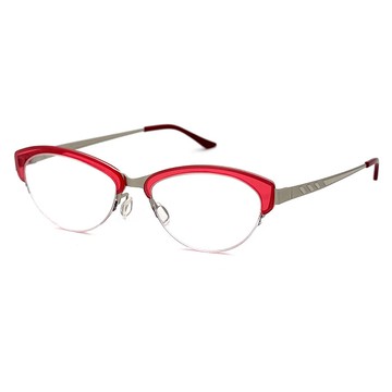 文青薄鋼光學鏡框 時尚淡紅半框 超薄超輕材質 15219光學鏡框