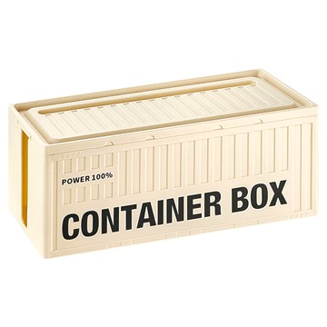 Mega 桌面貨櫃工業風電線收納盒 HIPS材質 32x14x13公分  奶油色  1個