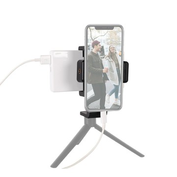 [5大陸直購] 正背旋轉夾 手機 電源 直播 手機架 適寬62-105mm手機 1/4螺絲 可接 三腳架 燈架 塑膠 支架 Z009