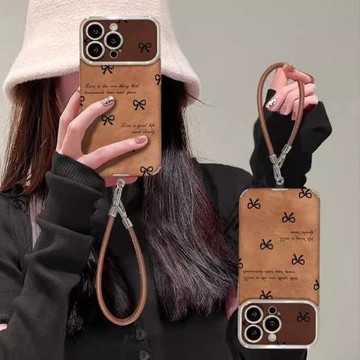 滿屏蝴蝶結適用蘋果16promax手機殼新款彩繪iphone15pro小羊皮14PM高級感女款13個性創意12簡約防摔保護套16