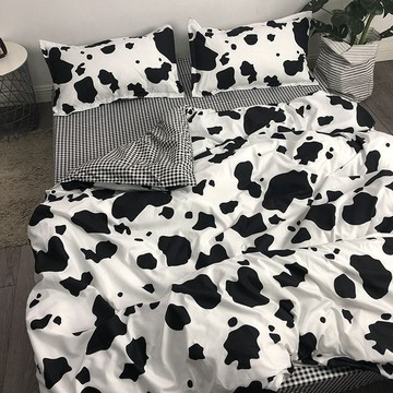 🐾可開發票🐾夏季被套 薄被套 透氣被套北歐風黑白奶牛斑紋被套水洗棉學生宿舍單人牀上三件套