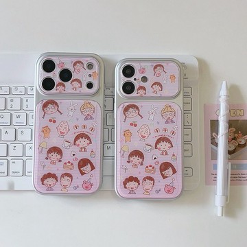 動漫ins櫻桃小丸子適用於iPhone14手機殼蘋果15/16promax/17pro潮