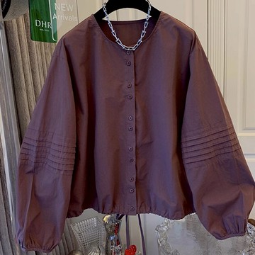 中大尺碼 襯衫 法式氣質燈籠袖長袖襯衫【074505】OCT23｜3色  19LADY〔現貨〕