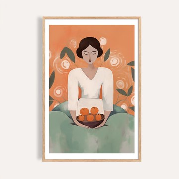 橘子與女人 Lady with Tangerines / 當代人物插畫 海報 掛畫