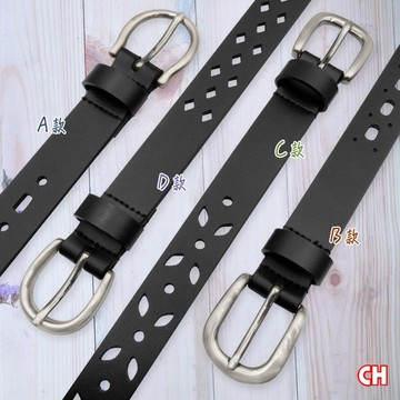 【CH-BELT 銓丞皮帶】百搭女帶 排洞造型 女生細版皮帶腰帶(多款-黑)