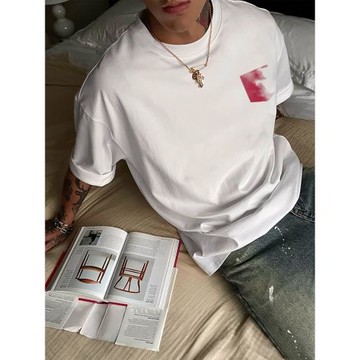 歐美式街頭潮牌假口袋短袖t恤男夏季重磅純棉帥氣百搭小領口上衣