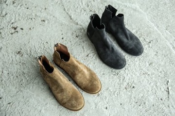 FINDSENSE MD 日系 高品質 時尚 潮 男 高絲光翻毛  高幫 低跟休閒鞋 短靴