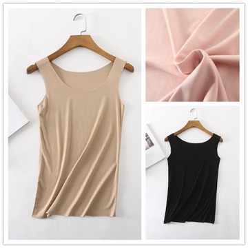 夏季新款女士無痕背心薄款莫代爾上衣韓版無袖修身內搭彈力打底衫