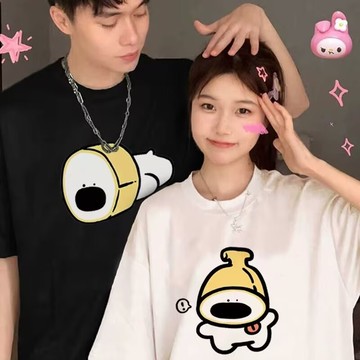 夏季新款小狗印花短袖t恤 情侶裝T恤 印花t 五分袖 短袖男 男t 男生T恤 情侶上衣 男女衣著（SD294）【壹號站】