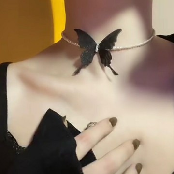 白色項圈女頸帶蝴蝶配飾脖子飾品鎖骨鏈復古choker頸鏈網紅超仙